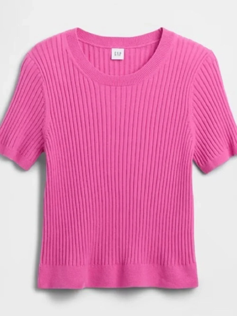 GAP Phoebe Pink CashSoft Ribbed Crewneck T-Shirt/NWT/M